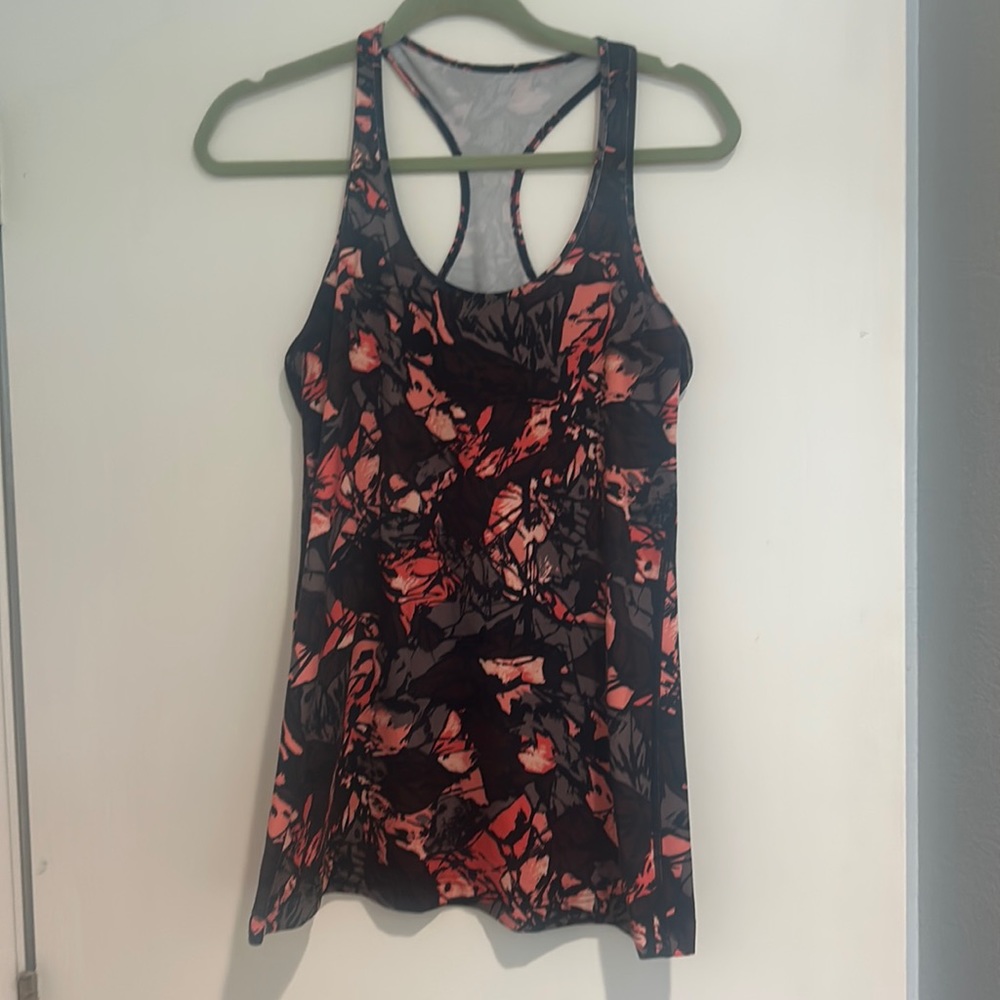 lululemon athletica Black and Red Floral Tank Top